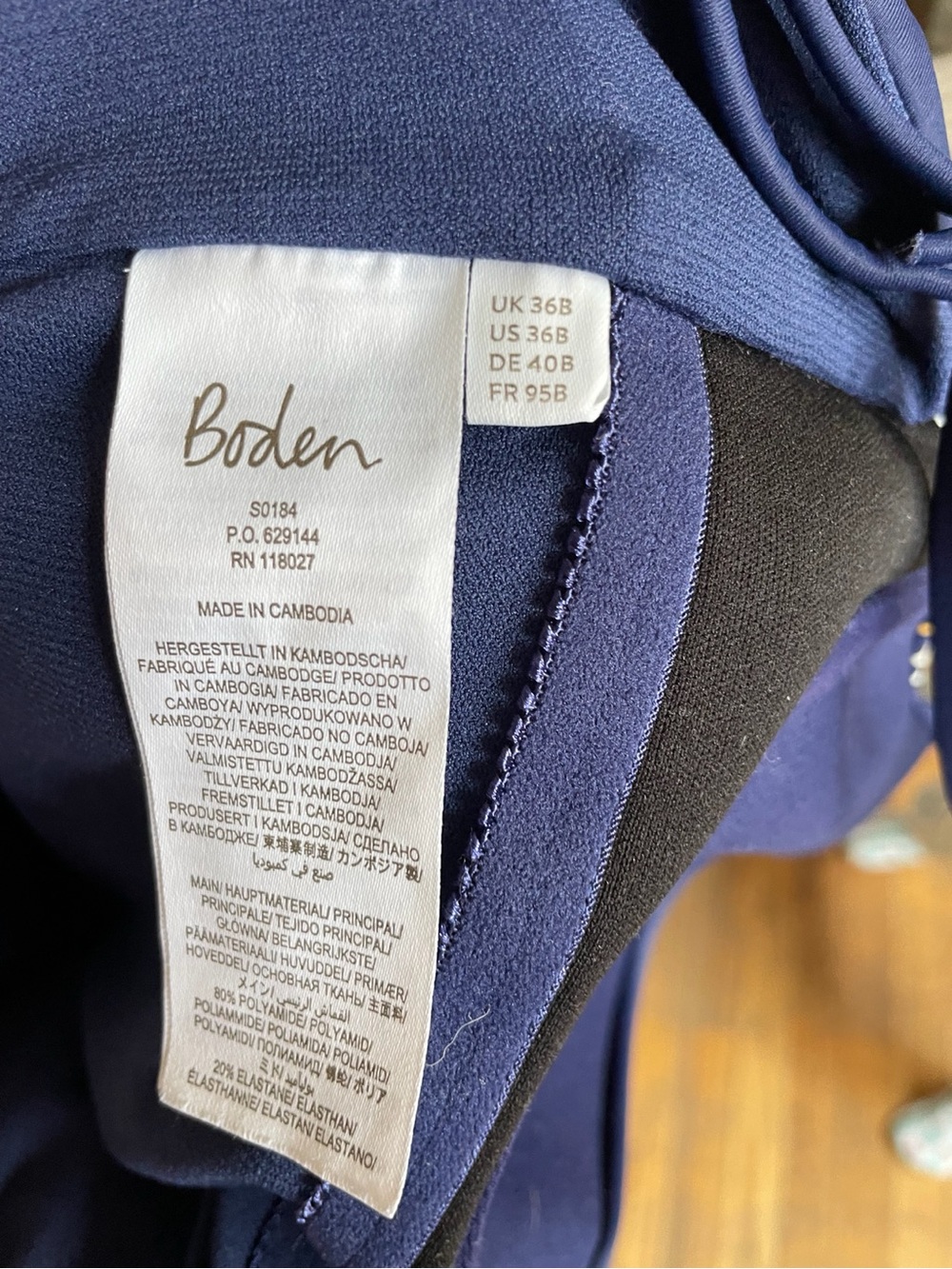 Boden Navy Floral One-Piece Swimsuit - Picture 2 of 4